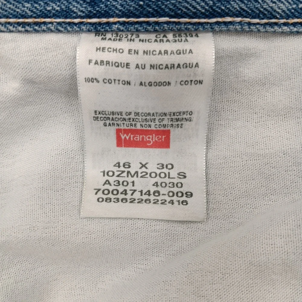 Wrangler Authentics Jeans Mens 46x30 Blue Regular Fit Denim Classic Workwear